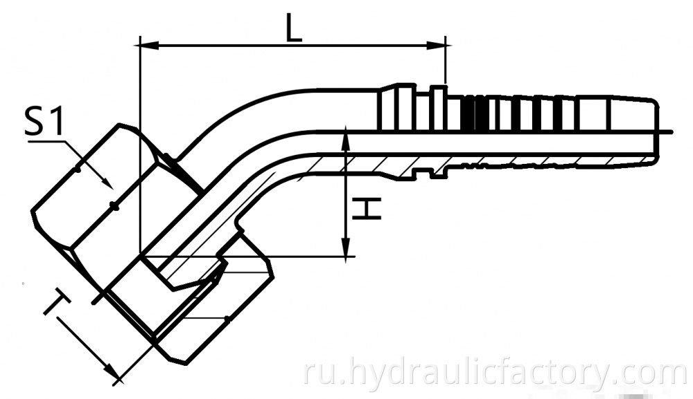 45 Degree Bsp Female 60 Degree Cone Fittings Drawing